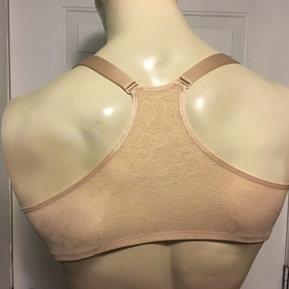 Catherines Front Close Racerback Bra Underwire T-Shirt Beige Plus Size 48D - Picture 2 of 3